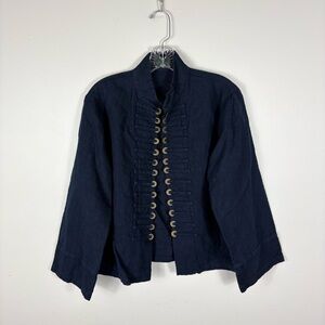 Peacock Ways Military Style Jacket Women’s 100% Linen